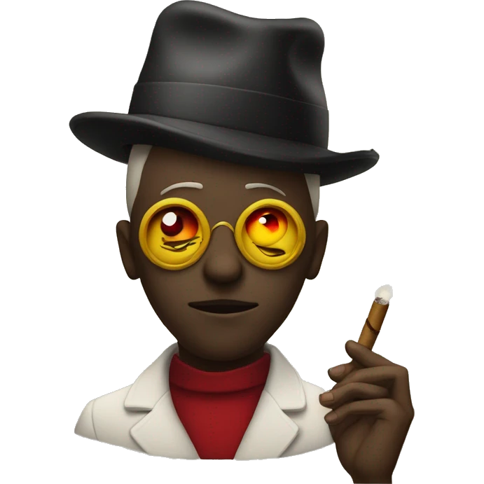red sclera yellow circle man with cigar in hand emoji