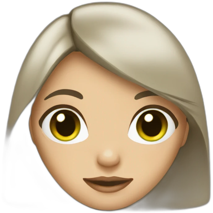 Girl wirh Green eyes and dark brown mid-length hair  emoji