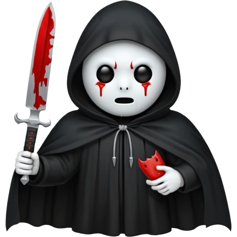 make a ghost face emoji with a cloak on and a bloody knife from the movie scream emoji
