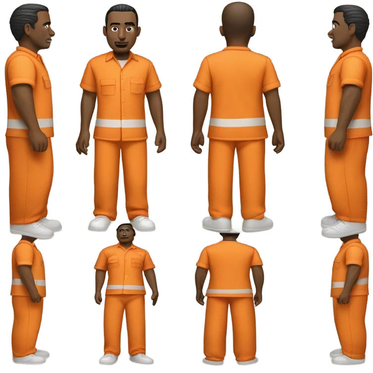 an American prisoner in an orange uniform. very realistic and detailed emoji