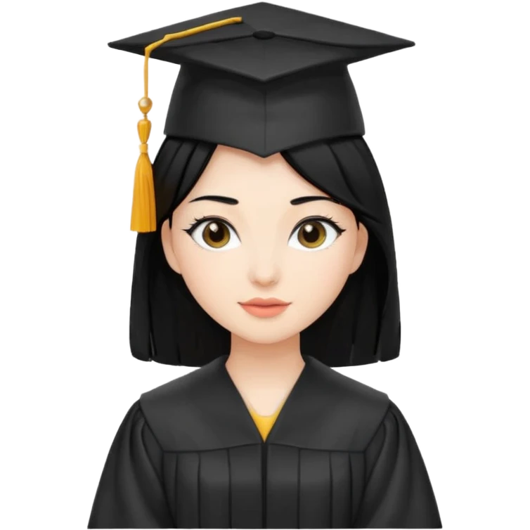 women, black hair, graduation robe and hat white skin emoji