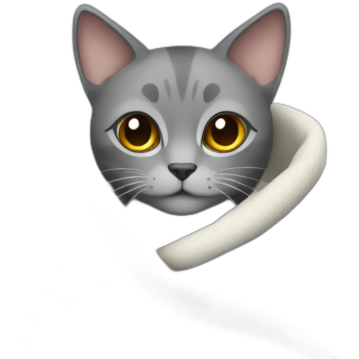 gray cat wrapped in a blanket emoji