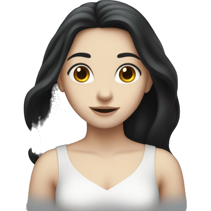 Pale girl with long black hair shaking  emoji