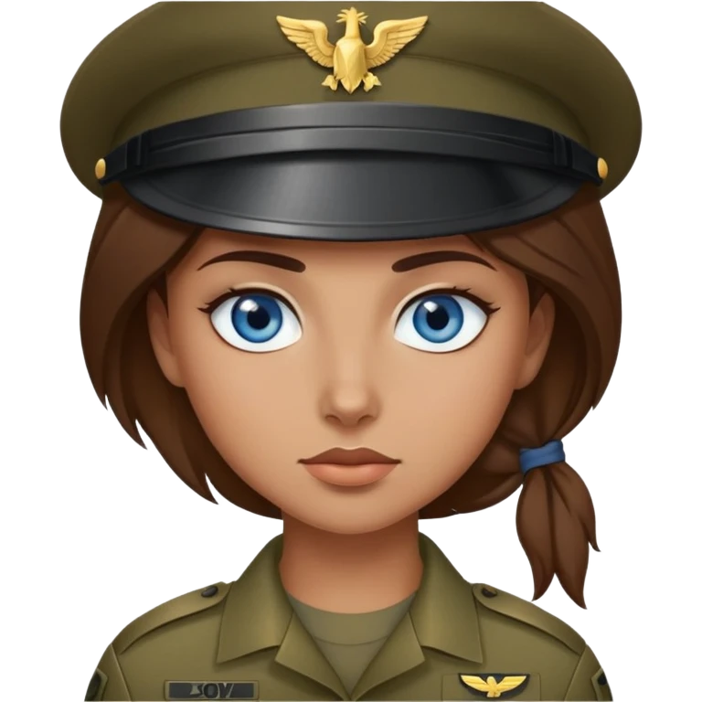 army girl blue eyes brown hair emoji