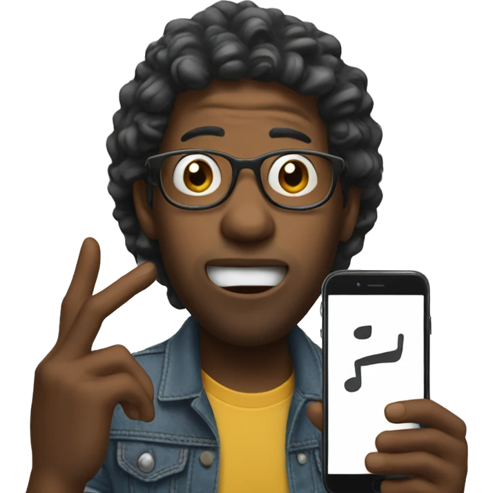 Musician surprised holding his phone emoji