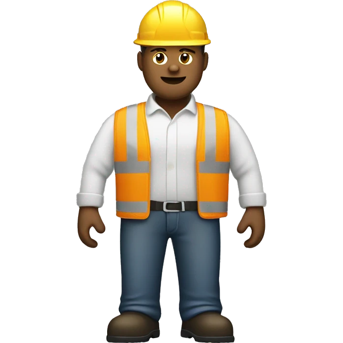 worker with white hard hat construction/yellow orange vest emoji