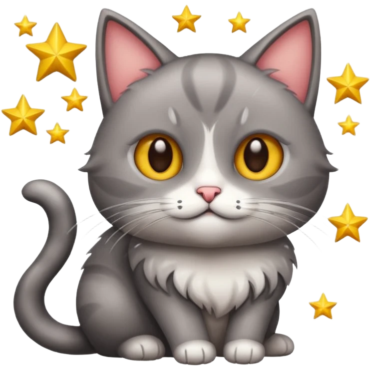 Um gato com estrela no olho emoji