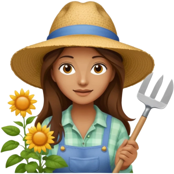 long brown hair woman Gardening emoji