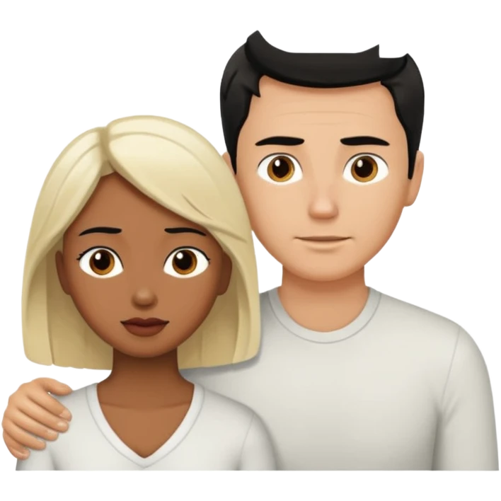 White blond man massages black haired brown woman from front view emoji