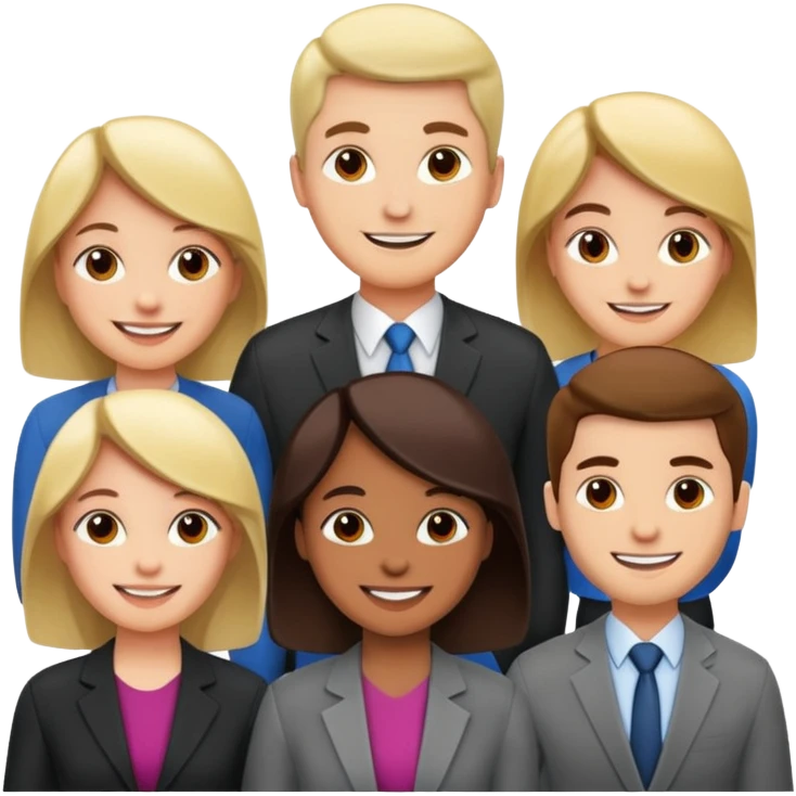 agency team, professional group, modern office, diverse people emoji