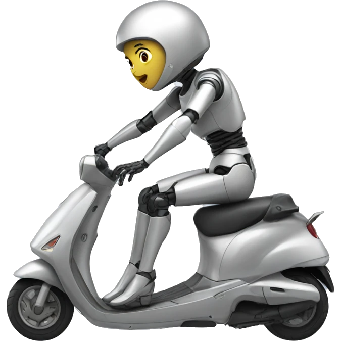 Female robot falling off scooter emoji