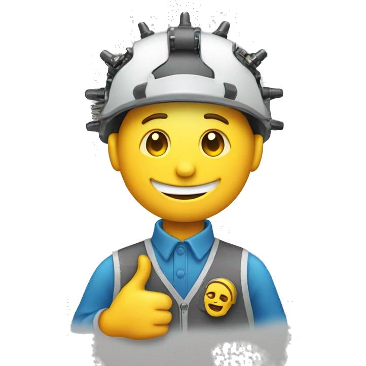 Happy face emoji with an engineering gear in his hands  emoji