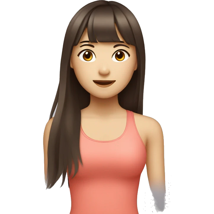 asian girl with long brown hair and bangs doing pilates  emoji