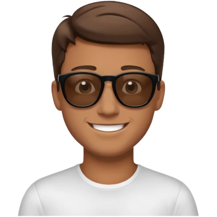 happy white man with brown hair and black sunglasses iOS style emoji