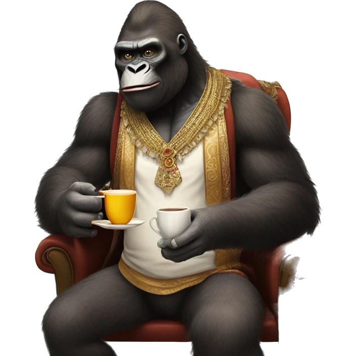 king kong drinking tea  wearing indan clothes  emoji