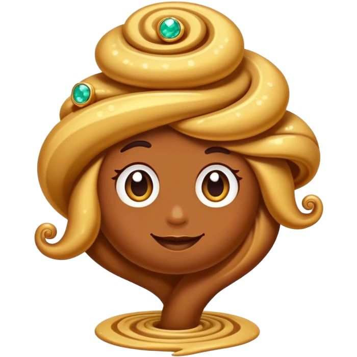 Golden swirly Poop with gemstones in it emoji