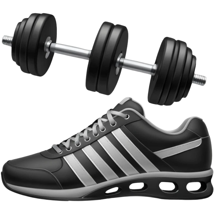 sports shoe next to a dumbbell emoji