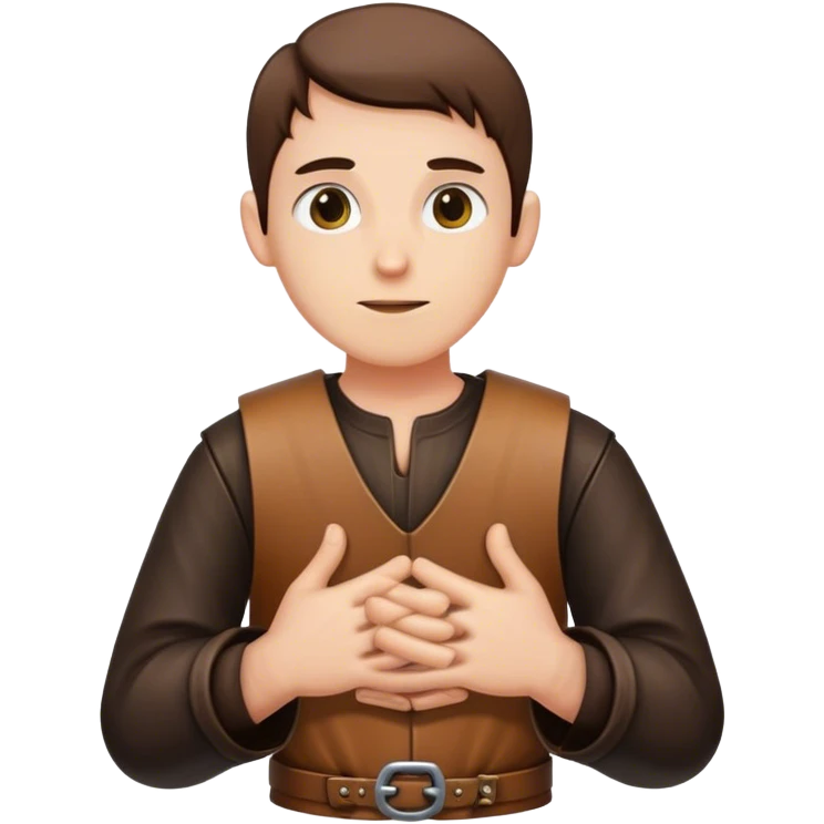 Outfit worn by a DnD themed character. basic low level clothes. clothes only above the waist. The clothes are only above the waist. The character's hands are not visible and the character is in idle position. emoji