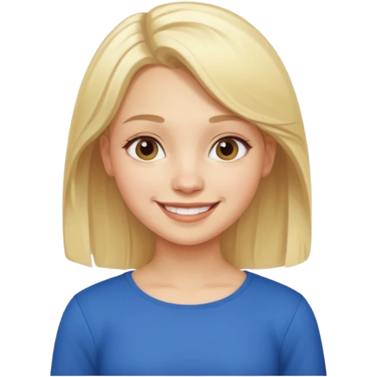 Сгенерируй мне в стиле детализированного емодзи девушку русской внешности, блондинку. В ПОЛНЫЙ РОСТ ОНИ И НЕ КАСАЮТСЯ КРАЕВ ИЗОБРАЖЕНИЯ emoji