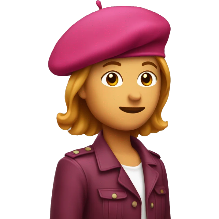 One-Raspberry colored beret hat emoji