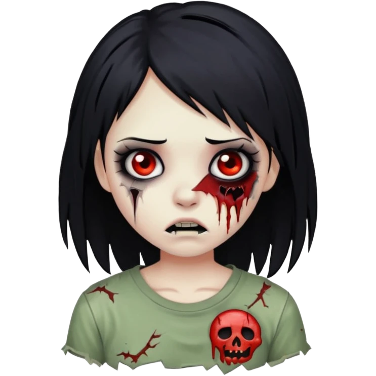 girl zombie with black hair emo emoji  emoji