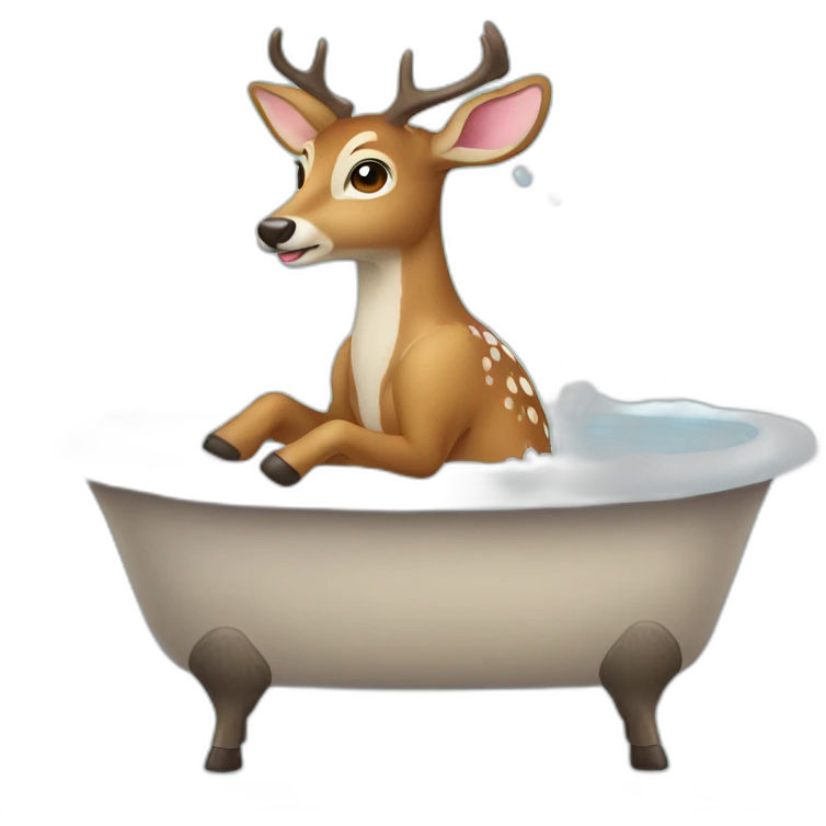 Deer-preparing-to-take-a-cold-bath-full-body emoji