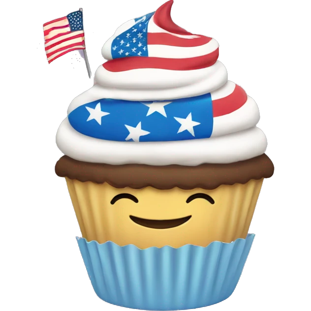 Happy cupcake with an American flag emoji