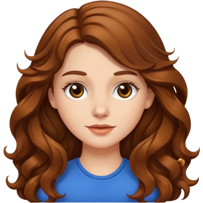 A while girl with long wavy brown hair  emoji