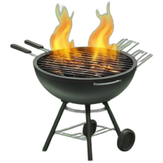 A barbecue that burns in pale green flames emoji