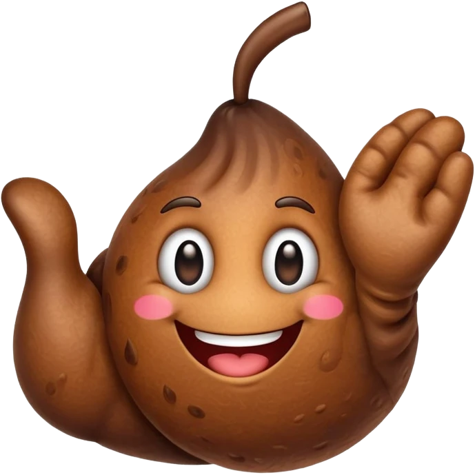 hand presenting a smiling poo emoji emoji