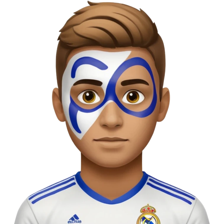 football supporter, paint logo real mdrid in face emoji