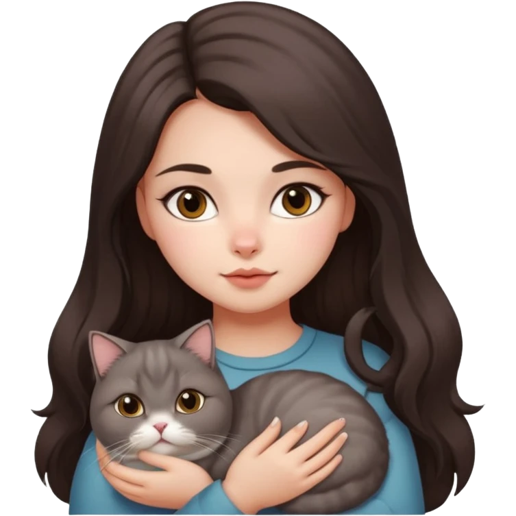 the girl with the long dark brown hair and  blush in her cheeck carry the fat persian PEAKNOSE grey emoji