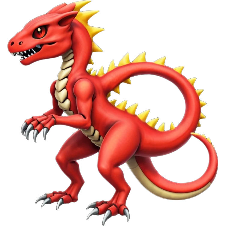 Oily smooth glossy evil sharp edgy badass skeletal Charmeleon-Zeraora-Salandit-fusion emoji