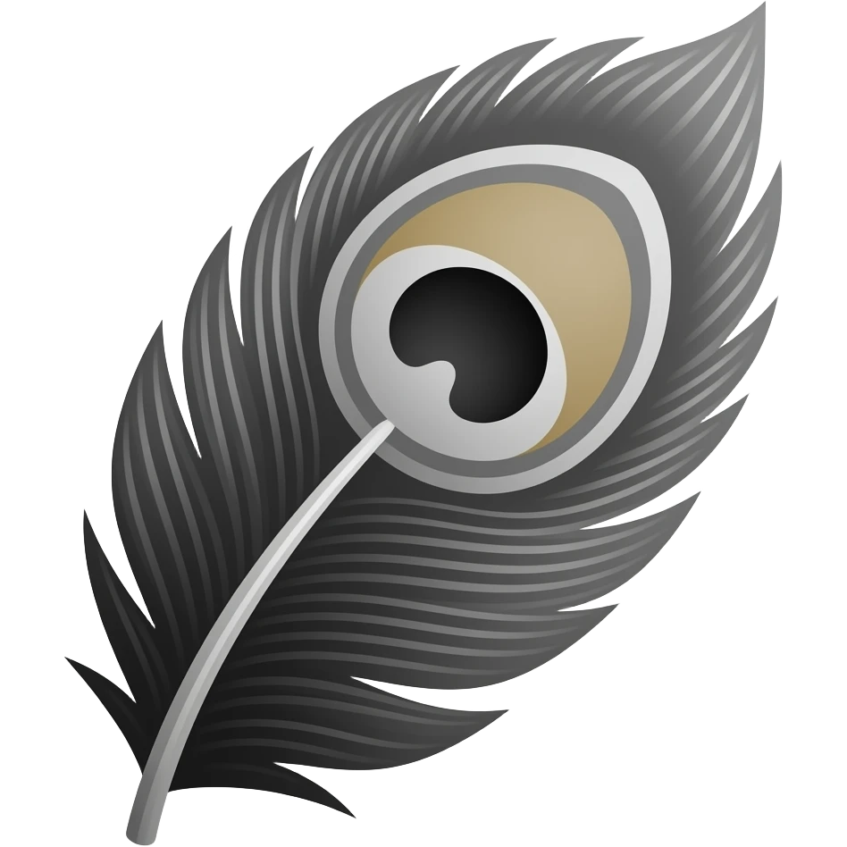 Create peacock feather emoji in black and white for my Instagram name emoji