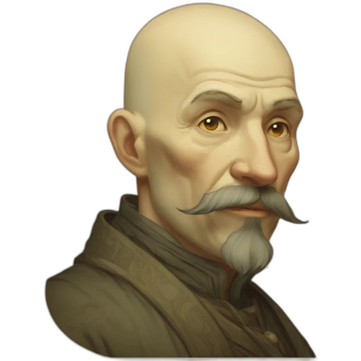 Bald nan with beard alphonse mucha emoji