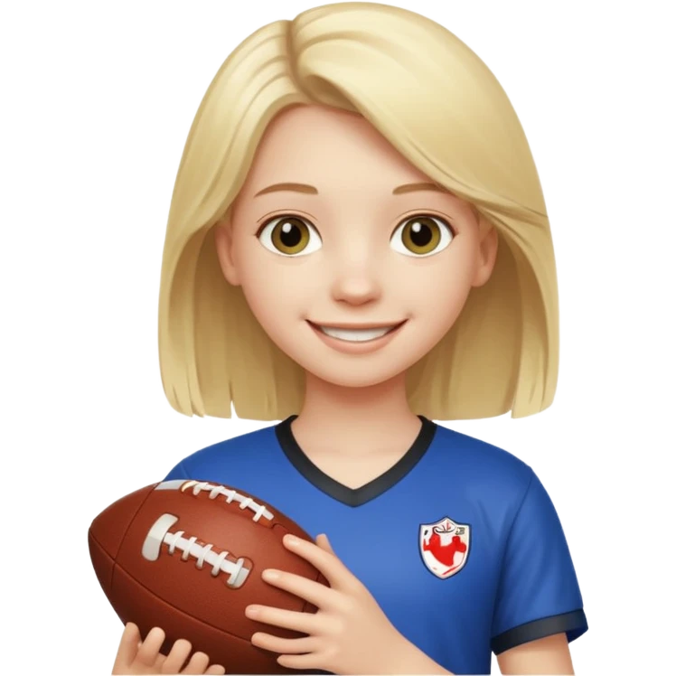 A girl with light blonde hair that looks around 13 years old with a football emoji