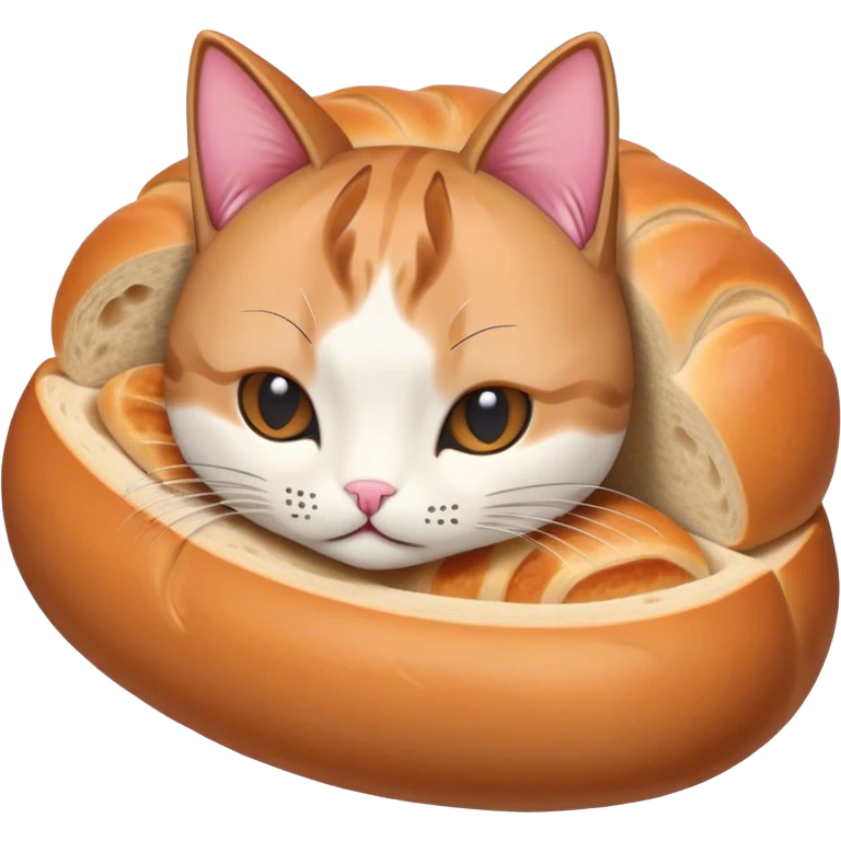 Cat inside a bread loaf emoji