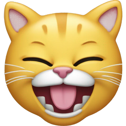 yellow cat face with squigly mouth emoji