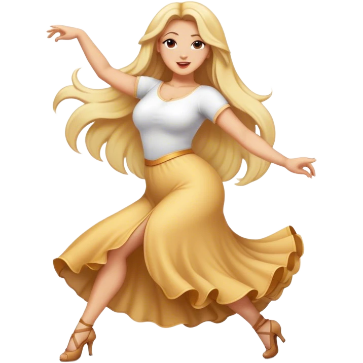 Curvy blonde long hair sfw dancing emoji