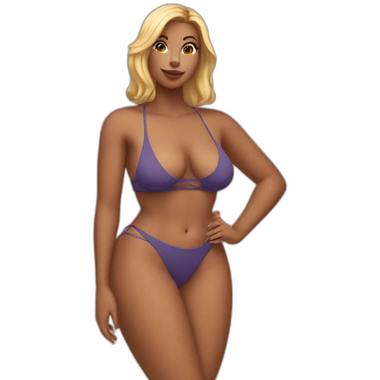 Slim-thicc Caucasian woman bikini pose (beach body) emoji