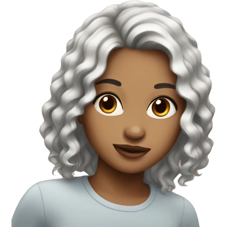 pretty girl with black wavy hair emoji