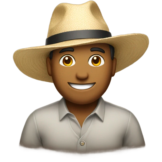 smiling man enjoying a drink and hat emoji