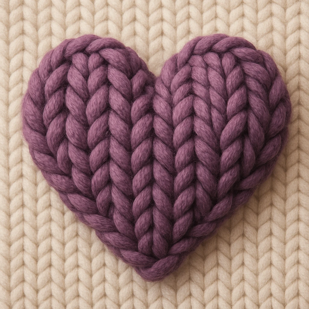 purple heart, yarn texture, no text emoji