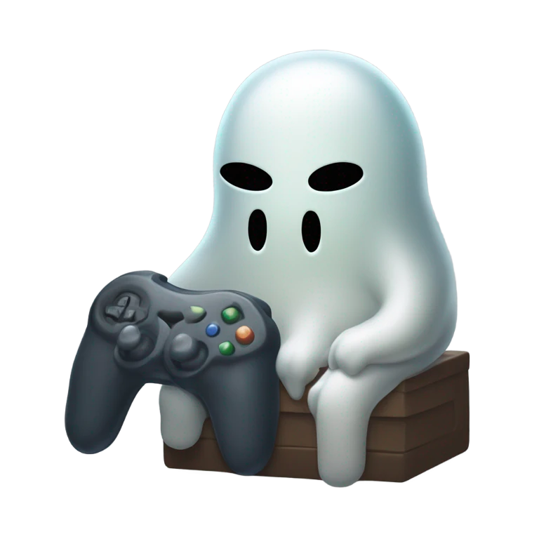 sad ghost playing video game emoji