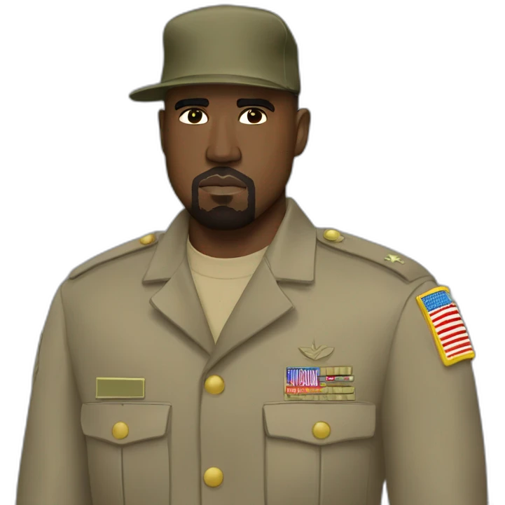 Kanye West military uniform and hat red armband emoji
