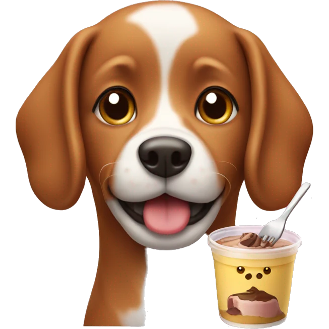Dog wearing pudding emoji