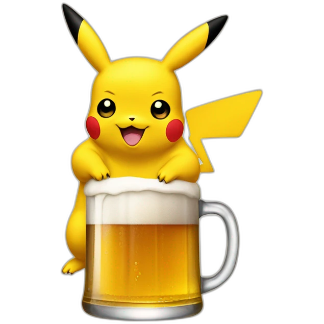 Pikachu boit une bière emoji