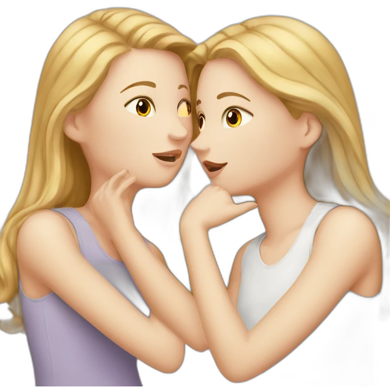 one white girl whispers in the ear of another white girl emoji
