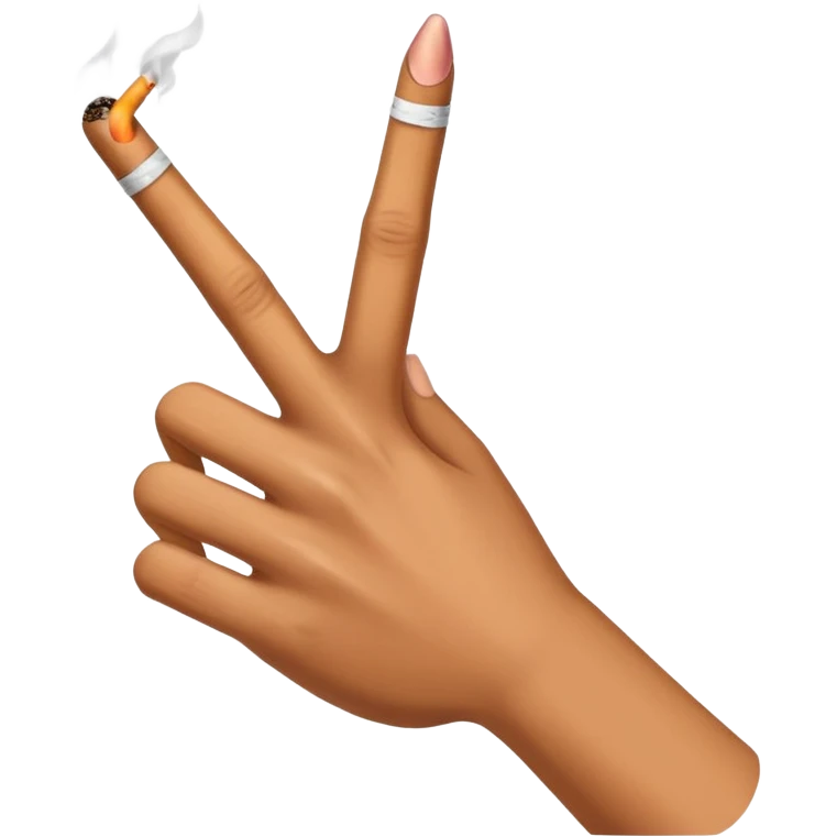 A hand holding a cigarette  emoji