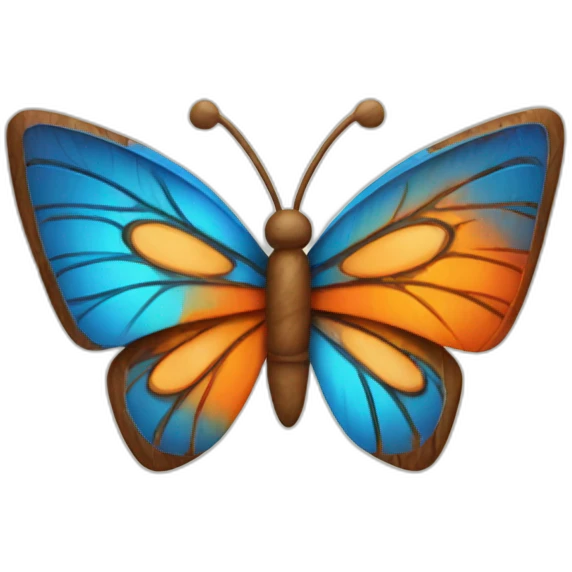 Tiki with colors blue and orange-butterfly emoji